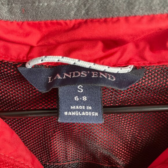 Lands’ End Windbreaker Jacket Womens Small Red Lightweight Zip Up Pockets Active - Picture 3 of 8